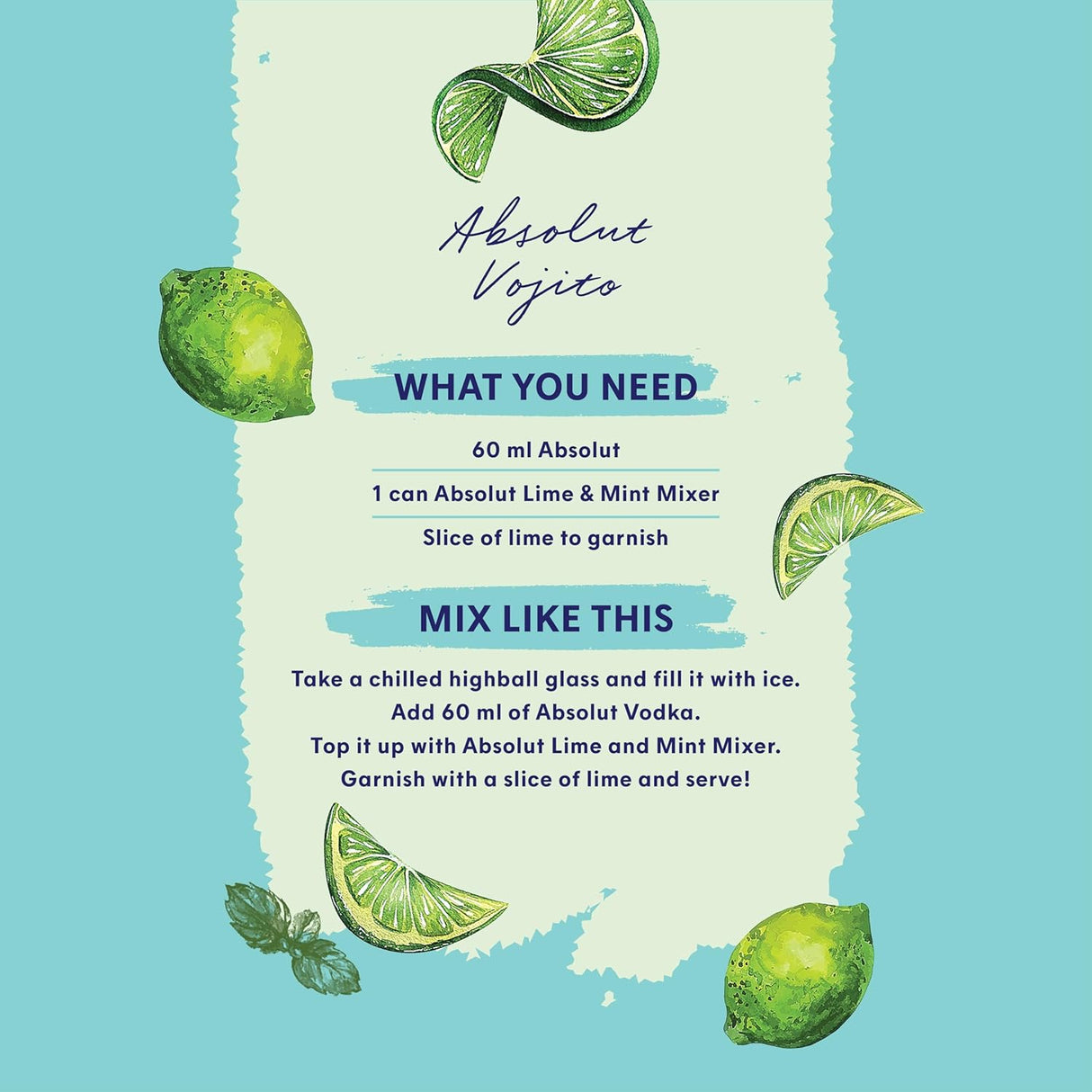 Absolut Mixers Lime&Mint Flv 250ml