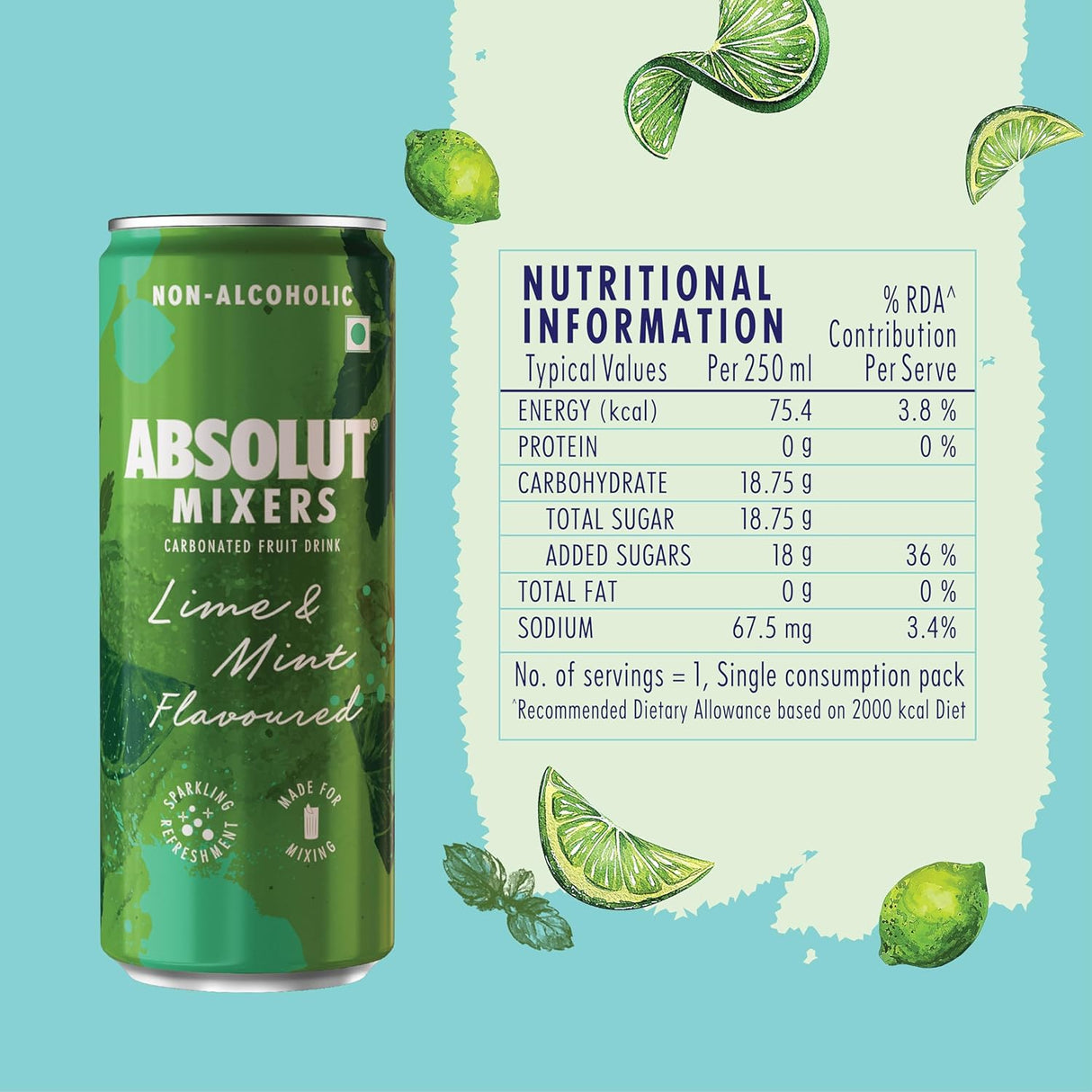 Absolut Mixers Lime&Mint Flv 250ml