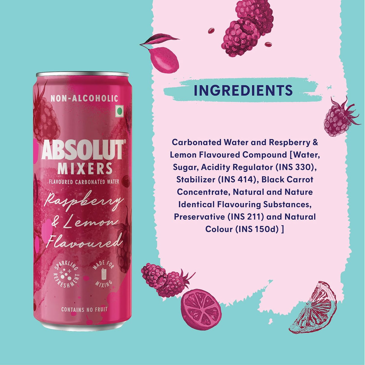 Absolut Mixers Raspberry&Lemon Flv 250ml