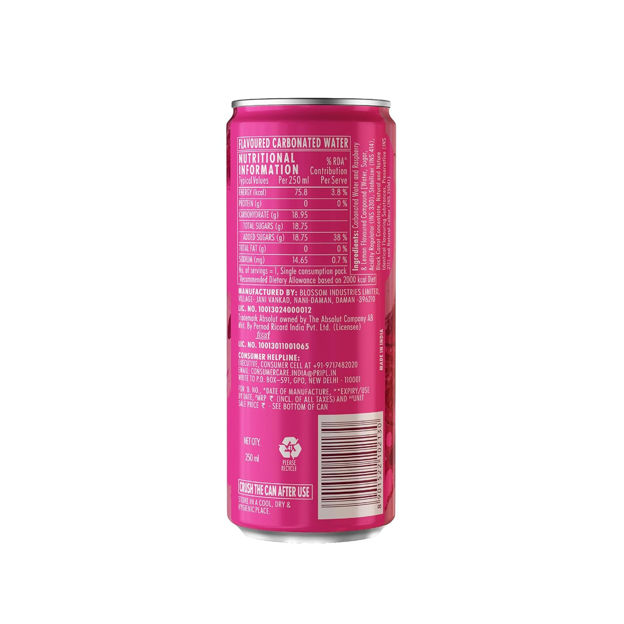 Absolut Mixers Raspberry&Lemon Flv 250ml