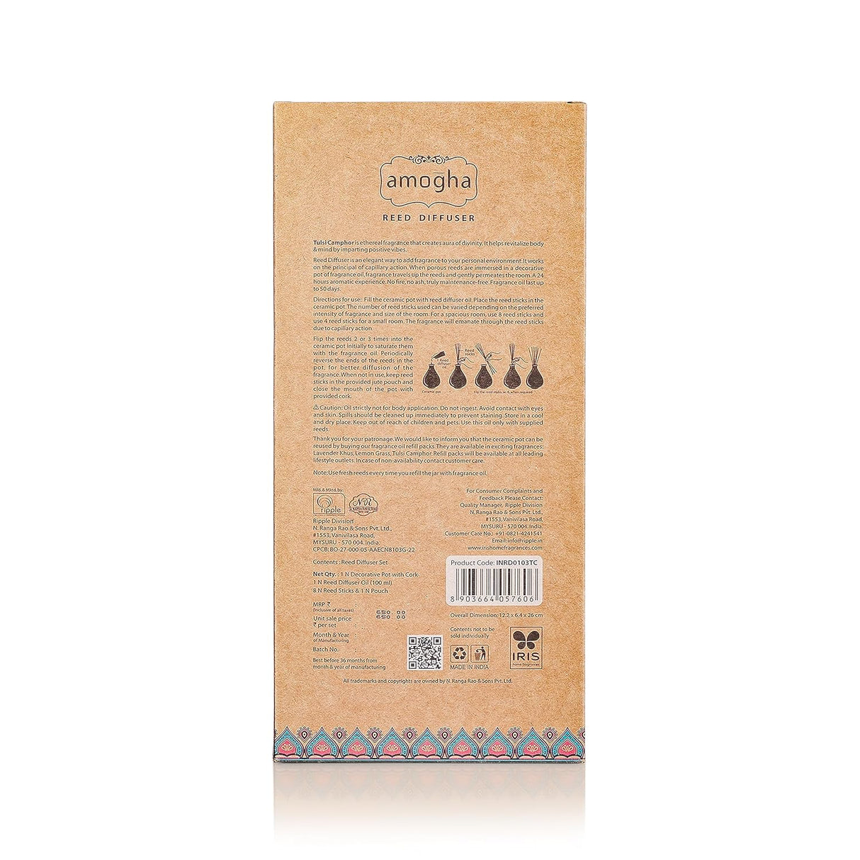 Amogha Tulsi Camphor Reed Diffuser Set ( 0103TC )