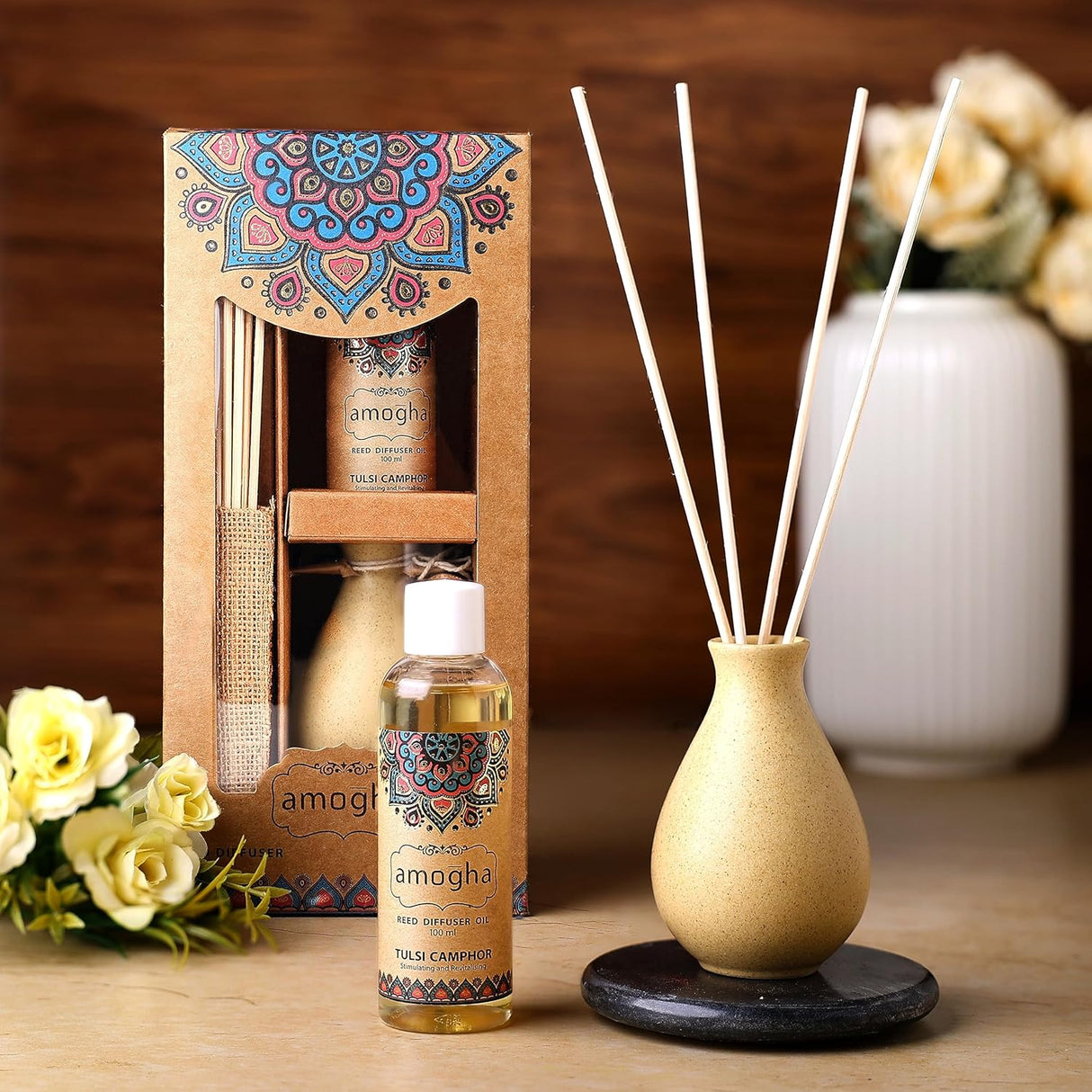 Amogha Tulsi Camphor Reed Diffuser Set ( 0103TC )