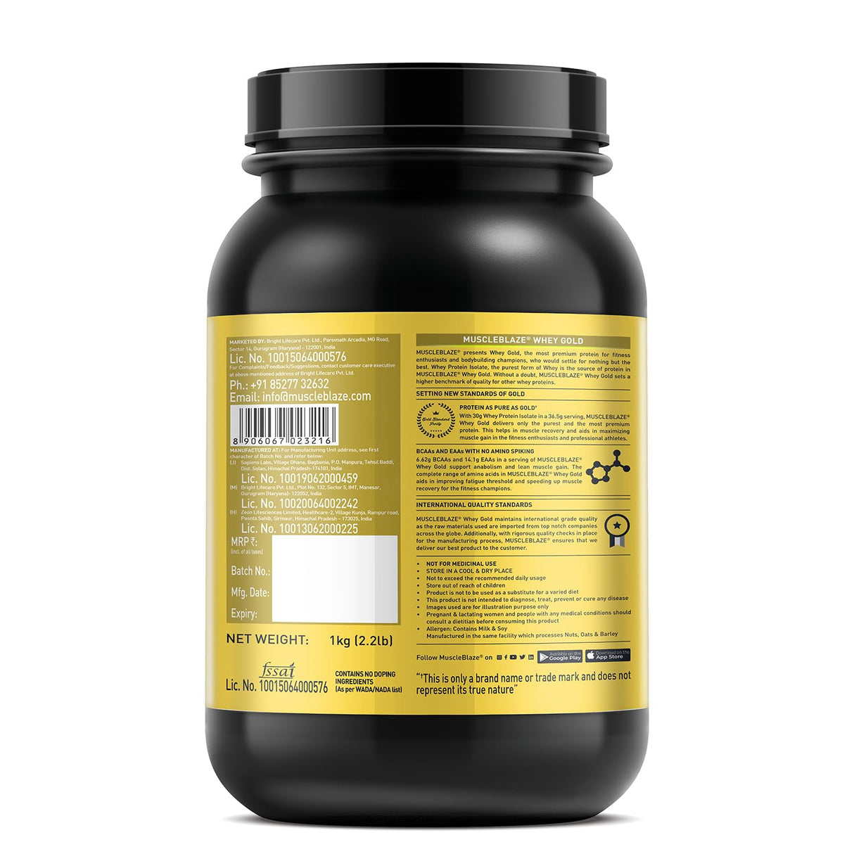 Muscleblaze Whey Gold Milk Chocolate Flavour Protein Powder 1kg