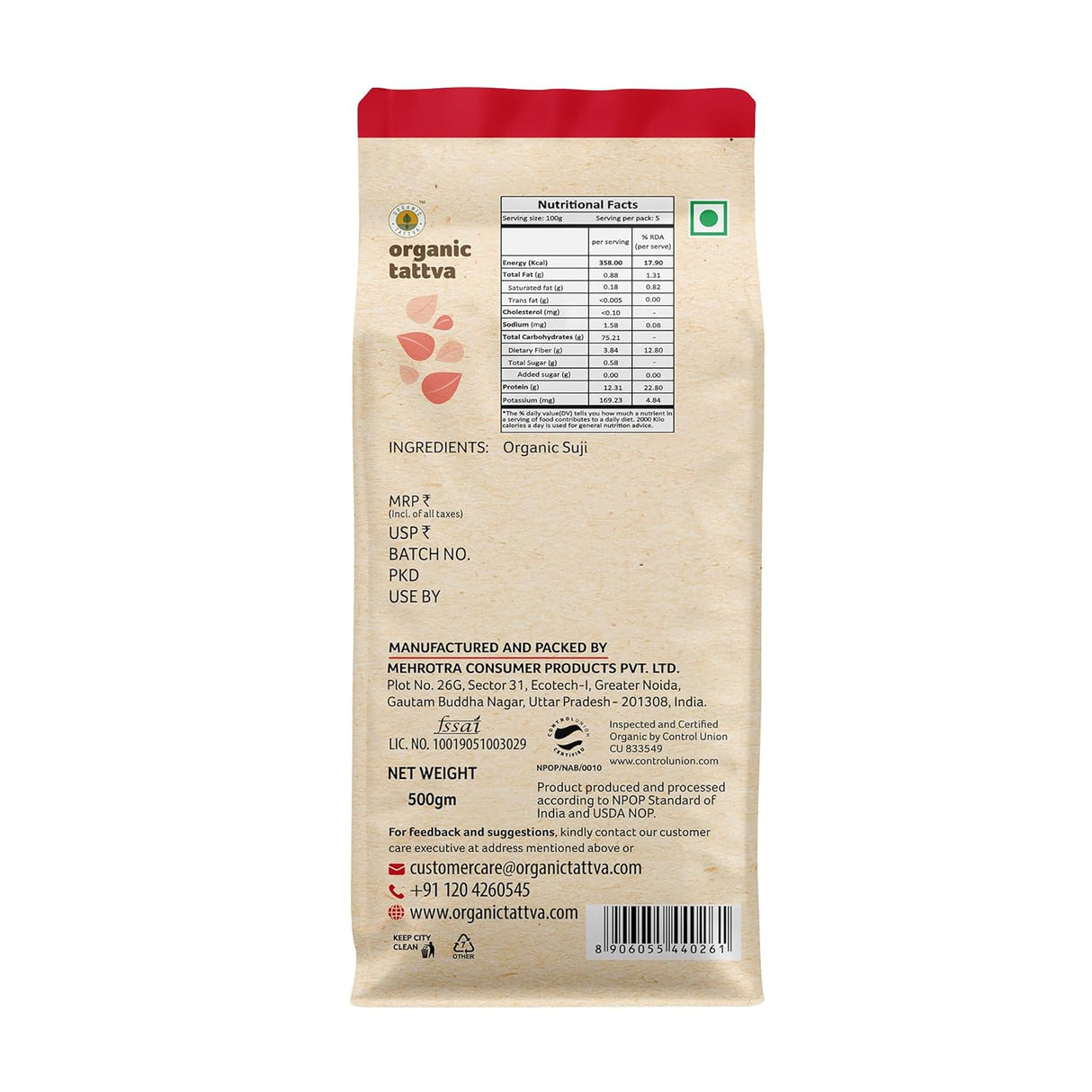 Organic Tattva Suji 500g