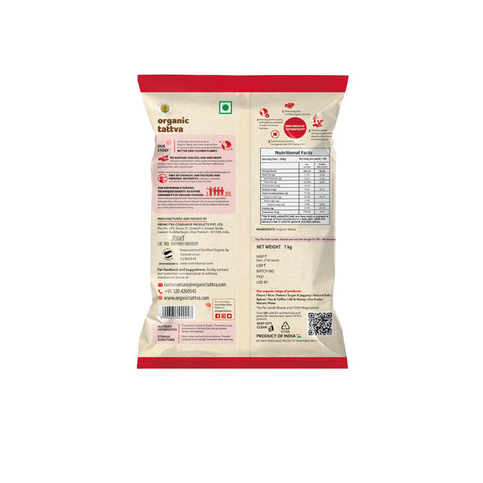 Organic Tattva Whole Wheat Flour Chakki Atta 1kg