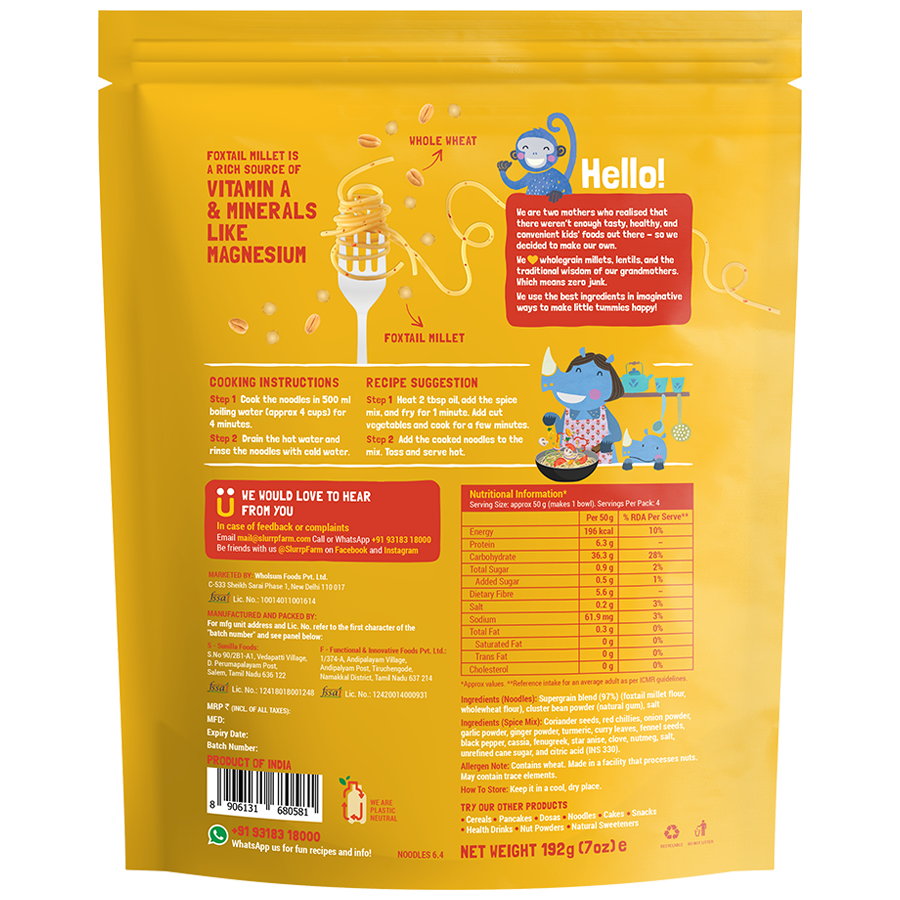 Slurrp Farm Foxtail Millet Classic Masala Noodles 192g