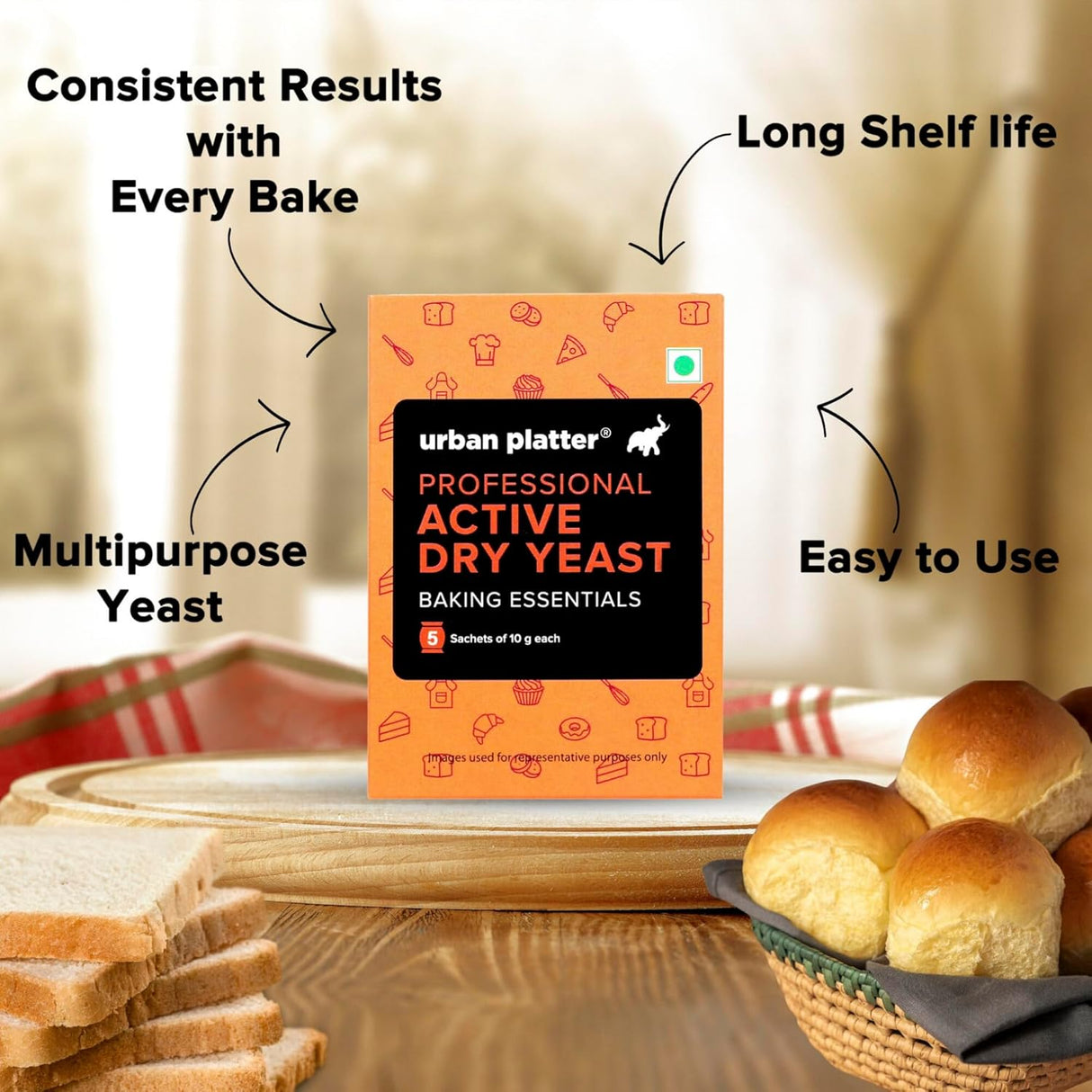 Urban Platter Active Dry Yeast 5 Sachets 50g