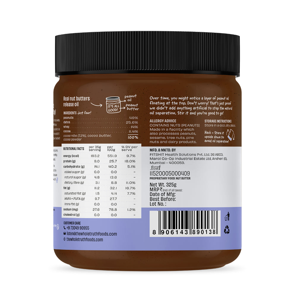 The Whole Truth Dark Chocolate Protein Crunchy Peanut Butter 325G