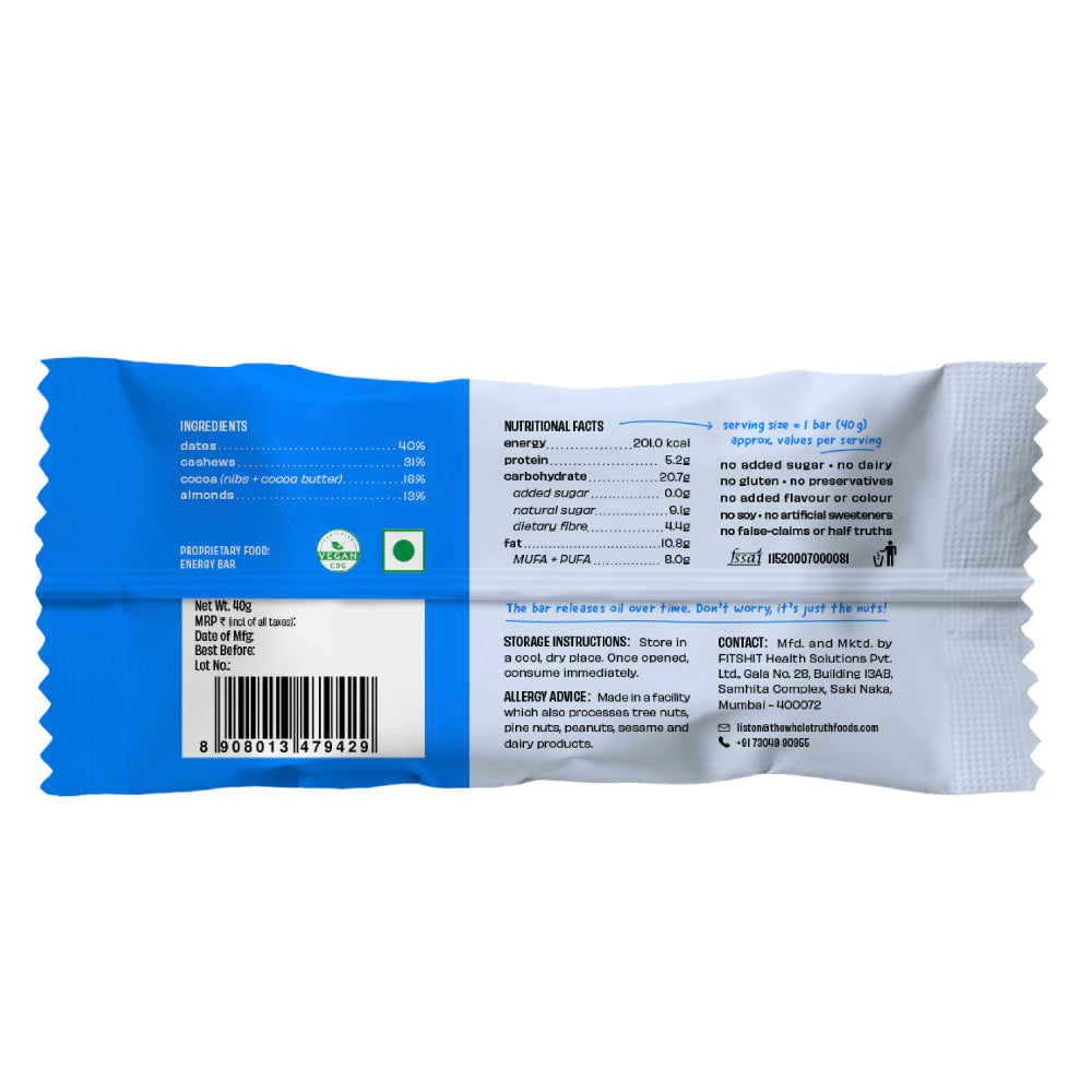 The Whole Truth Almond Choco Fudge Energy Bar 40G