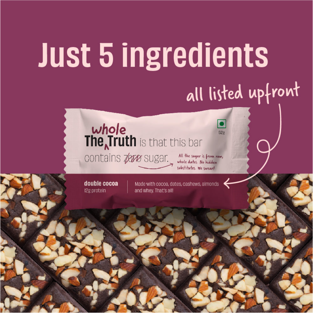 The Whole Truth Double Cocoa 13G Protein Bar 52G