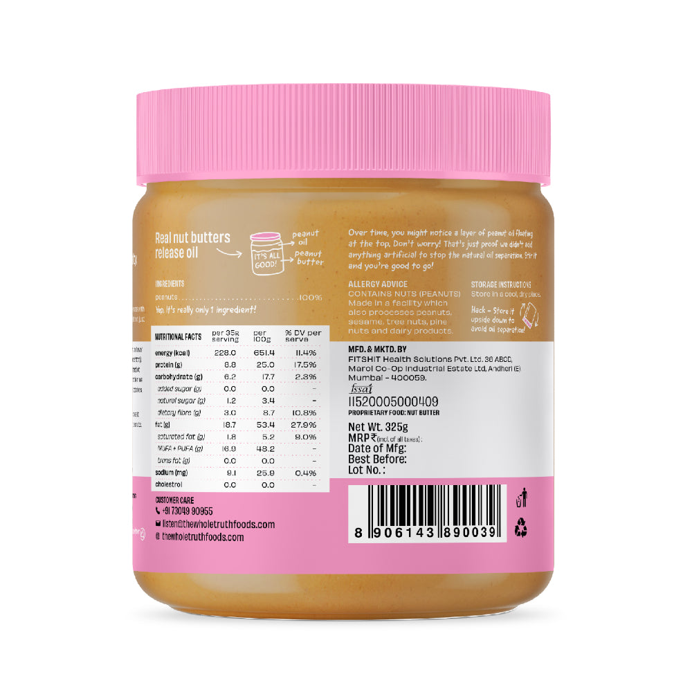 The Whole Truth Unsweetened Crunchy Peanut Butter 325G