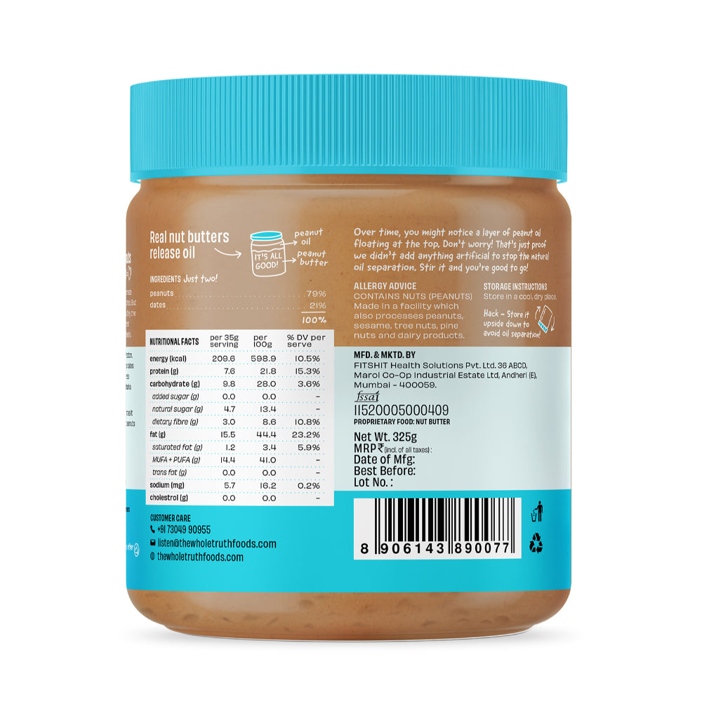 The Whole Truth Crunchy Peanut Butter With Dates 325G