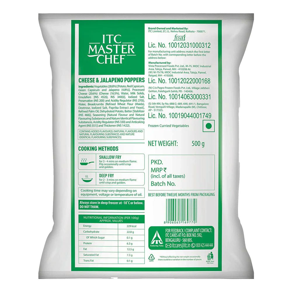 Itc Cheese And Jalapeno Poppers 500G