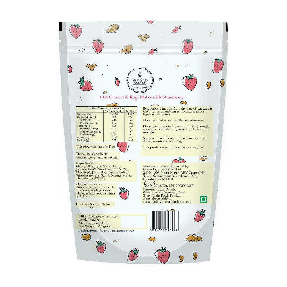 Wingreens Harvest Oat Clusters Strawberry With Ragi Flakes 350G