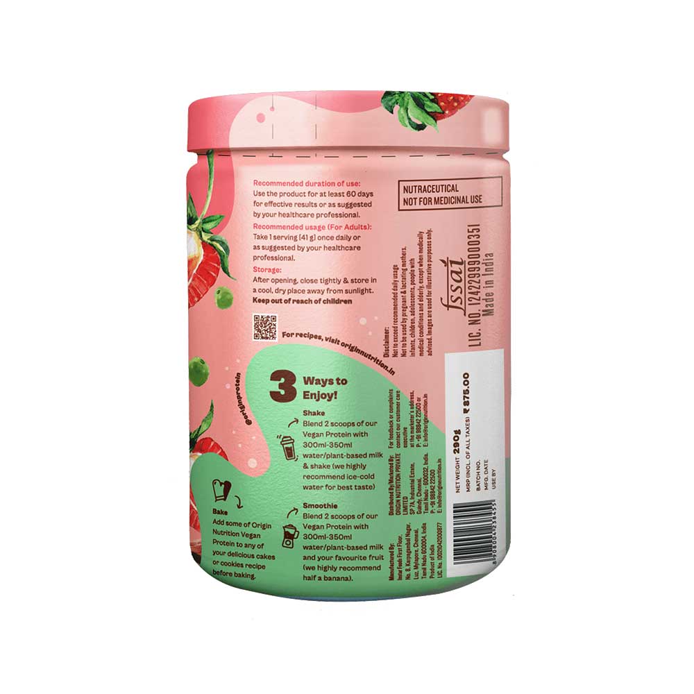 Origin Nutrition Vegan Protein Strawberry Flavour 290G