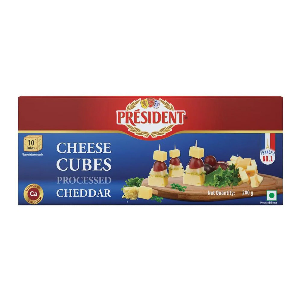 President Cheddar Cheese Cubes 204g