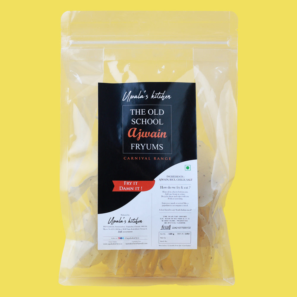 Upalas Kitchen The Old School Ajwain Fryums 120g